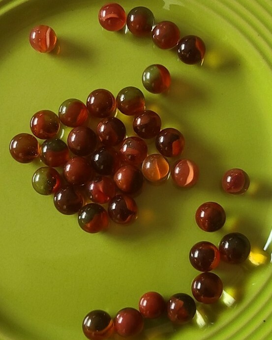 Thirty Six (36) ~ Clear & Amber ~ “Clearie” ~ Glass Marbles ~ 16mm – 18mm ~ 11