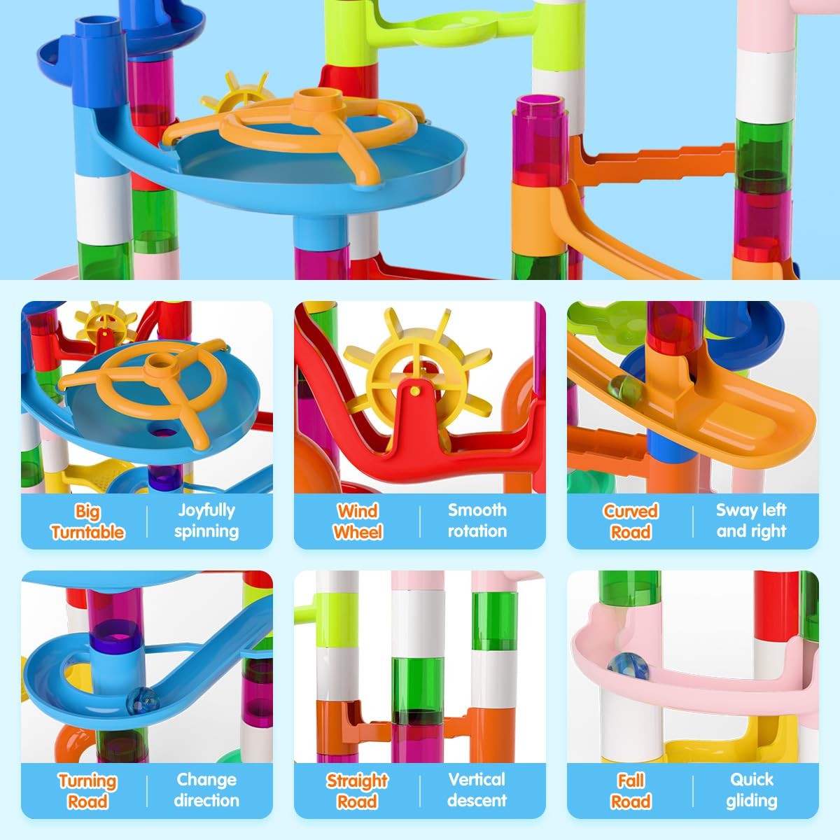 Marble Run, 135pcs Maze Game Construction Building 10cm x 30cm x 36cm