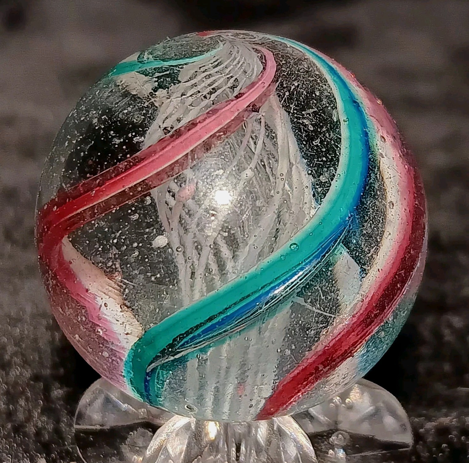 Antique German Latticinio Core Swirl Marble. 1.07″ Mint Condition.