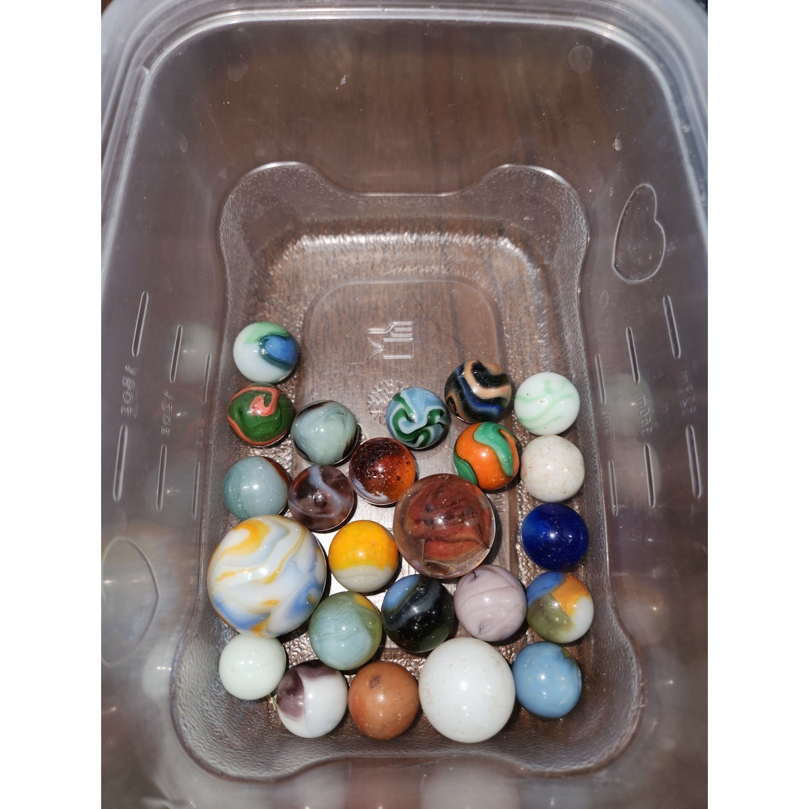 24 Vintage Assorted Sizes Glass Marbles LOT of White Blue Orange Purple LOT 7