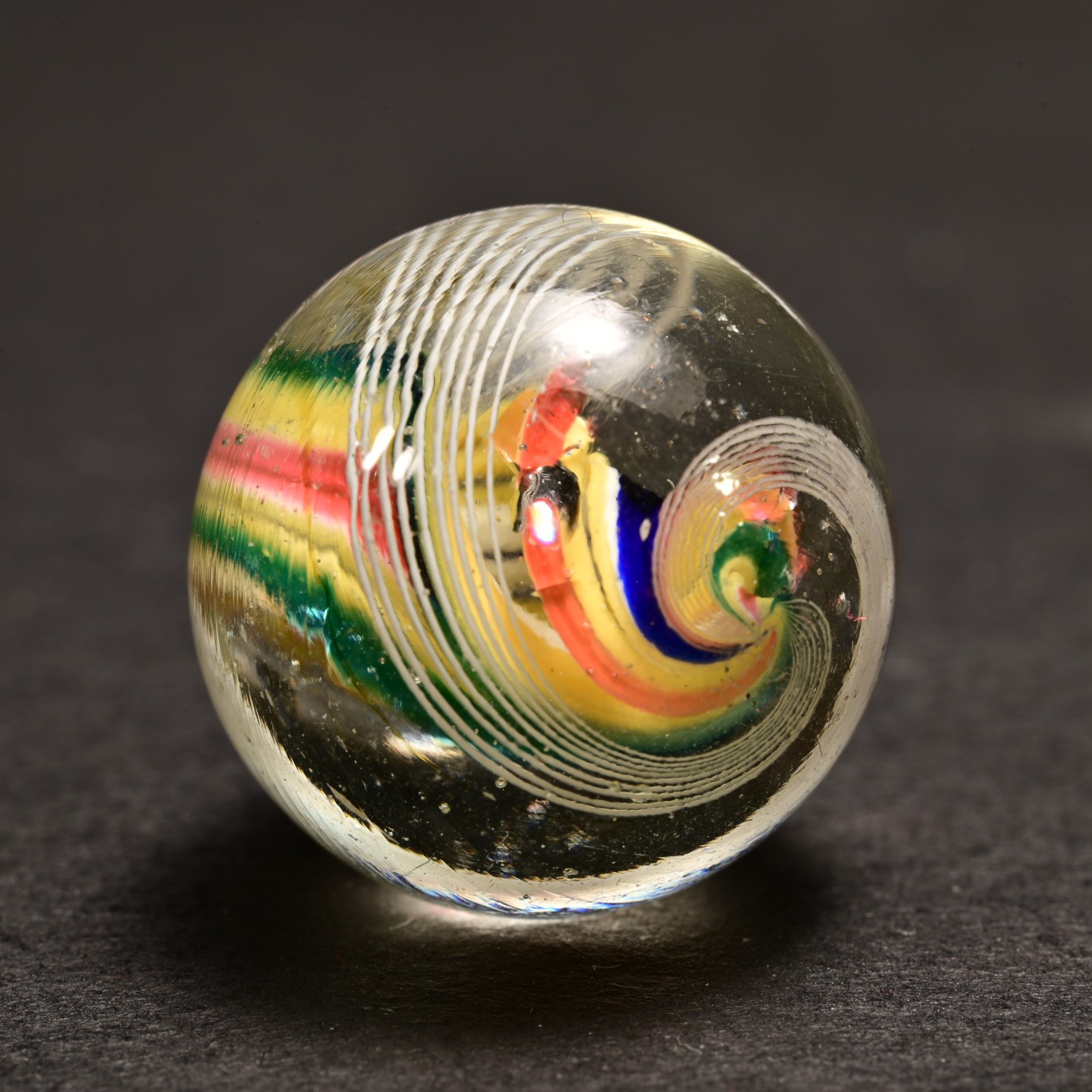 Double Ribbon Core German Handmade Antique Marble Jazzy Swirl 22.7mm 7/8”
