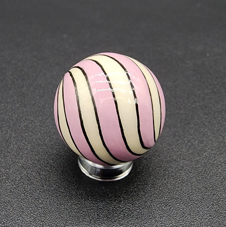 Nadine MacDonald Hand Painted Pottery Clay Marble Spiral Striped 1.12″ Swirled