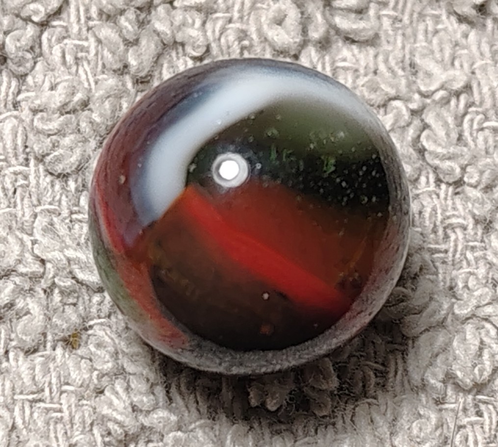 Vintage Peltier Glass Marble 0.62″ NLR Muddy Rainbow NM Condition