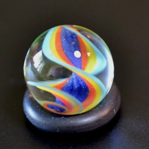 BRYAN TRILLAS GLASS MARBLE/.578″-BLACKLIGHT RAINBOW CORKSCREW-TURQ.,RED,VIOLET +