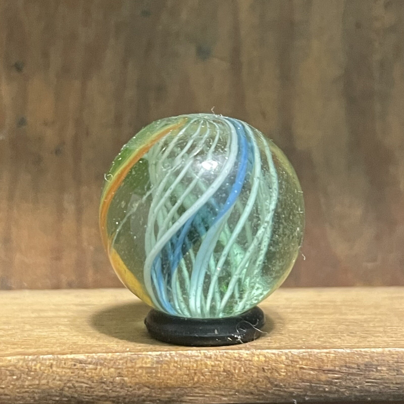 Antique Handmade Latticinio Core Swirl Marble 21/32” Mint(-) | (26)