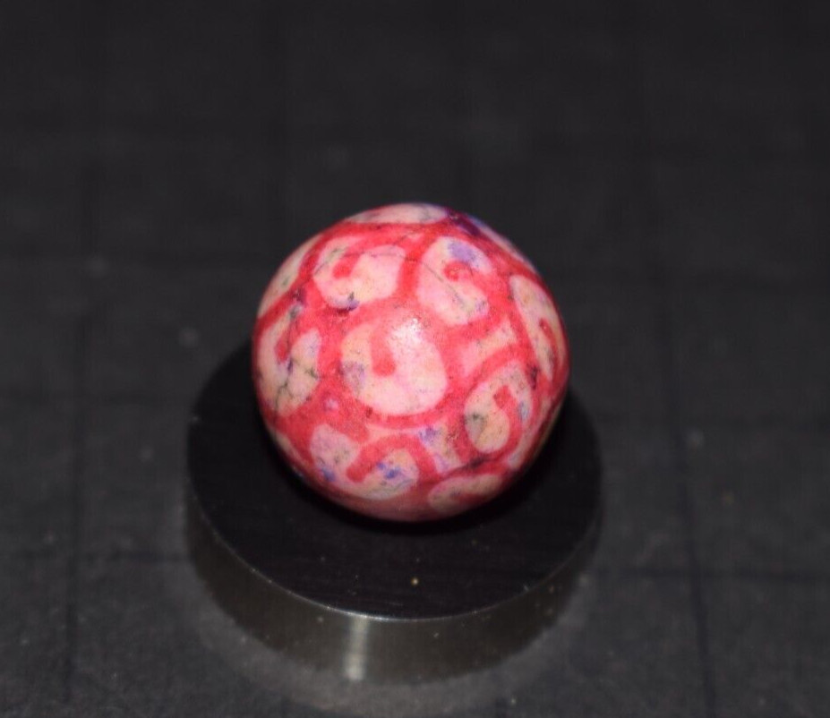 Antique Handmade Fired Glazed Clay Abstracted Toy Art Marble Size .718=23/32″