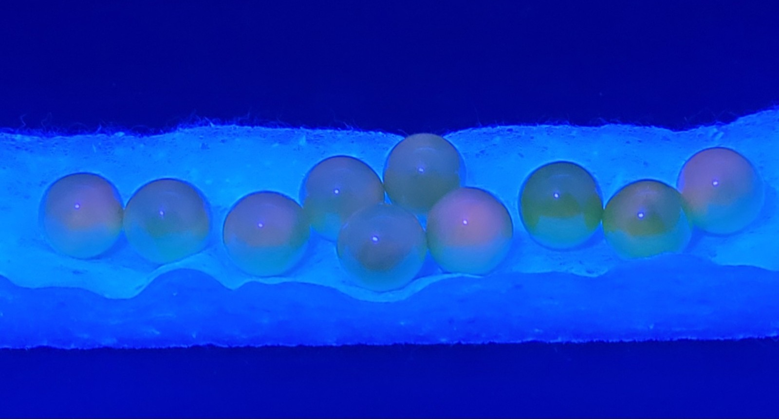 Yellow uv toy marbles vintage Glass And Cadmium 14.2 mm. ( 10 ) Marbles