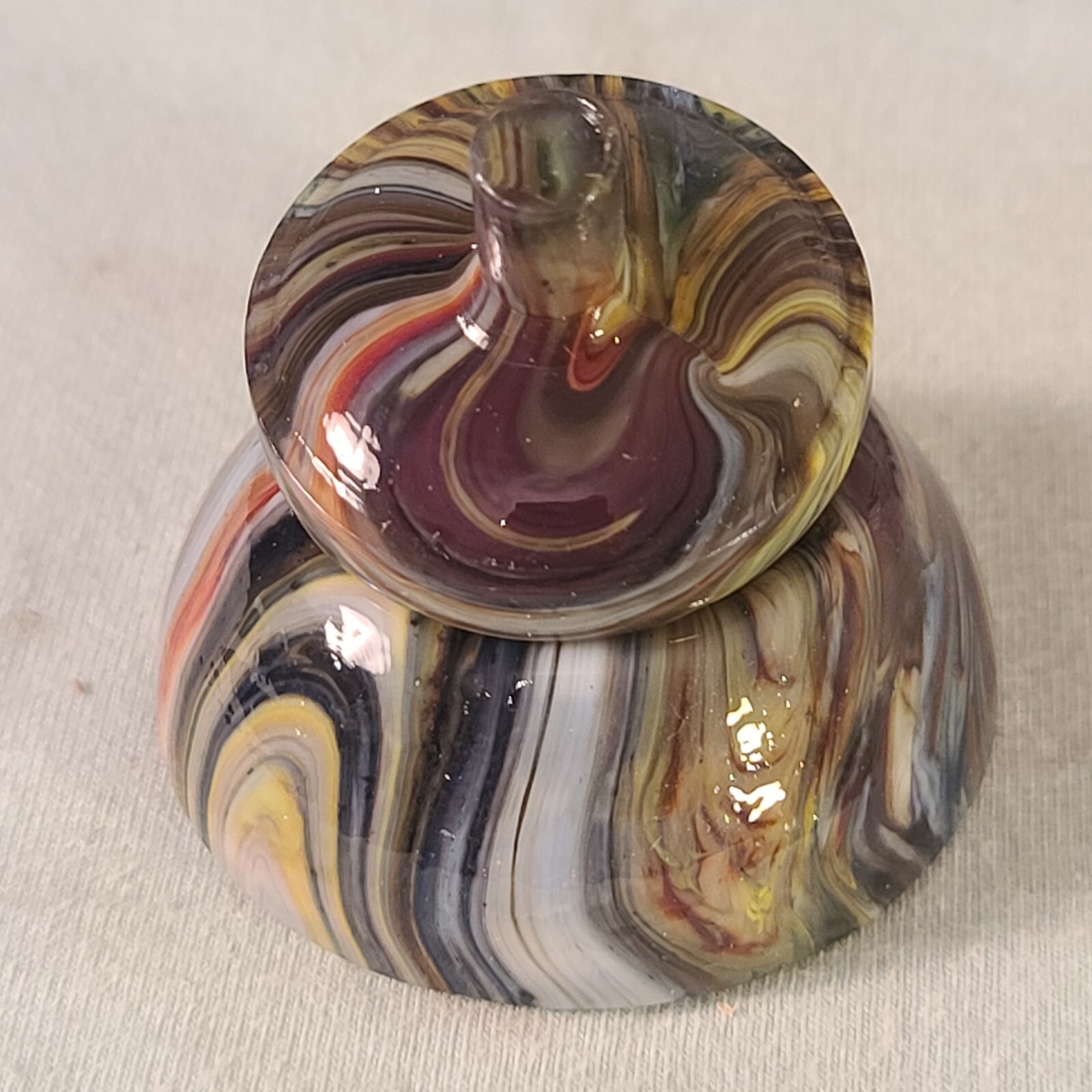 ANDY DAVIS, Glass Art Spinning Top & Base, Joker’s Run (?), #265Q