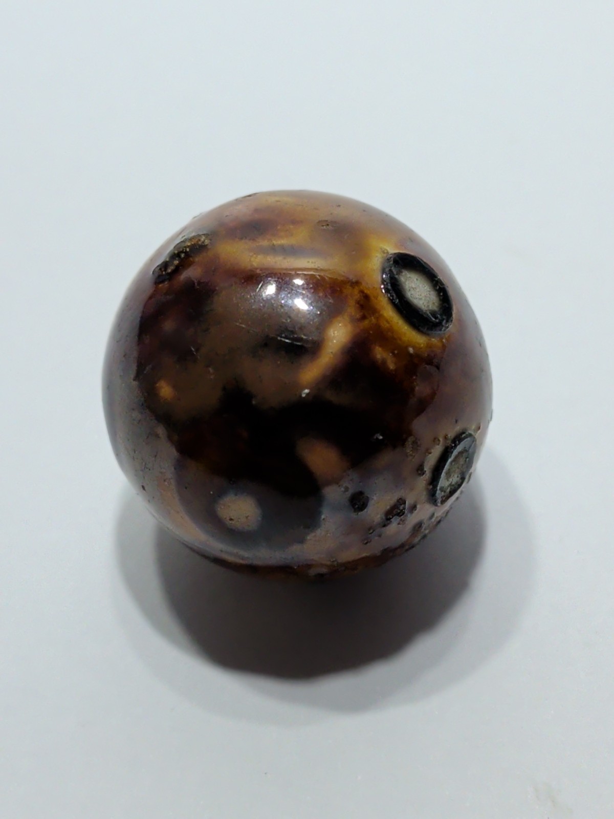 ✨ANTIQUE✨ German Bennington Hard Clay Marble Shooter Size 1″ Brown Primitive