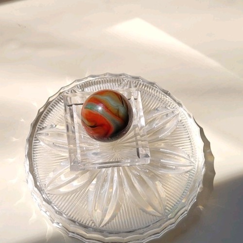Vintage CAC Christensen Agate Flame Swirl Jumbo Shooter Marble .96″ RARE UV GLOW