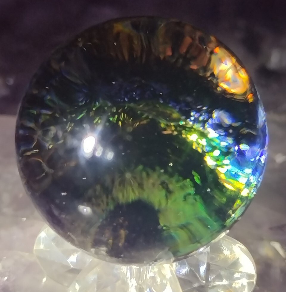 1″ STUNNING CONTEMPORARY ART MARBLES – GLITTER RAINBOW GALAXY -BEAUTY NM LOOK