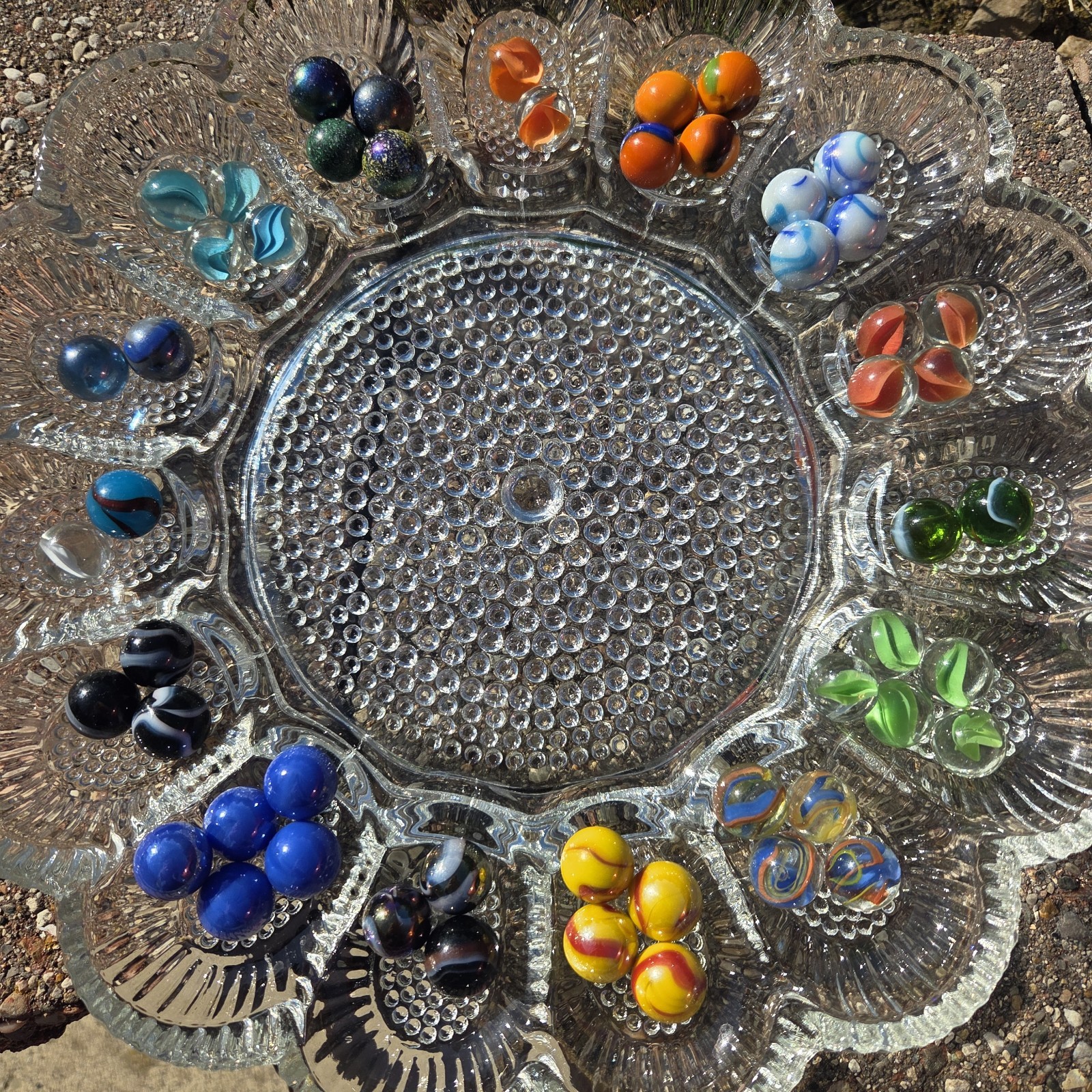 VTG Glass Marbles Lot Mixed Colors Cat Eye Swirl Iridescent Opaque 44 Count