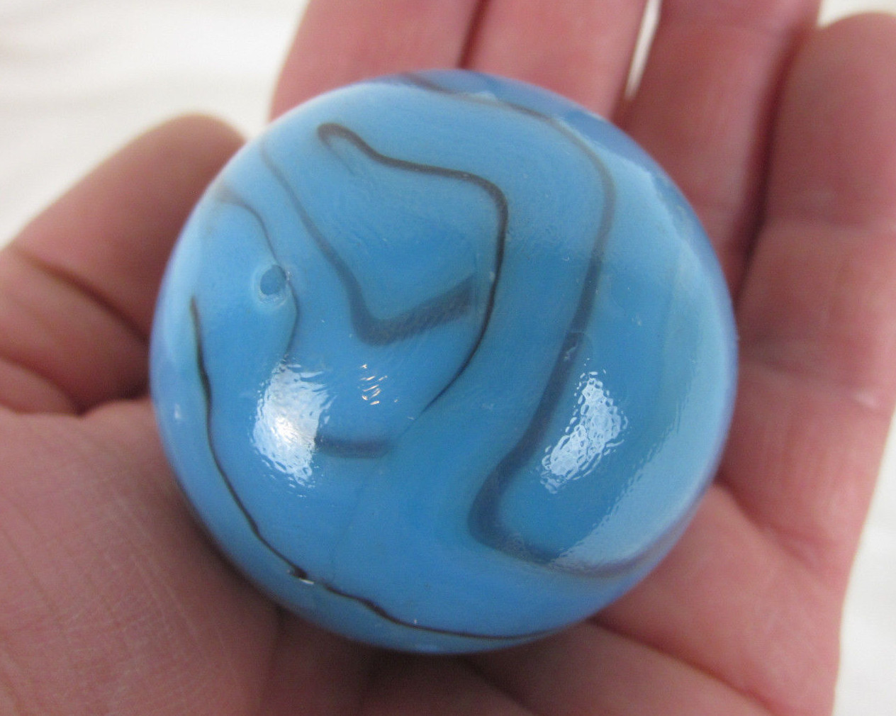 TOE BREAKER 50mm (2″) BRONTOSAURUS Blue Swirl Marbles glass Toebreaker HUGE