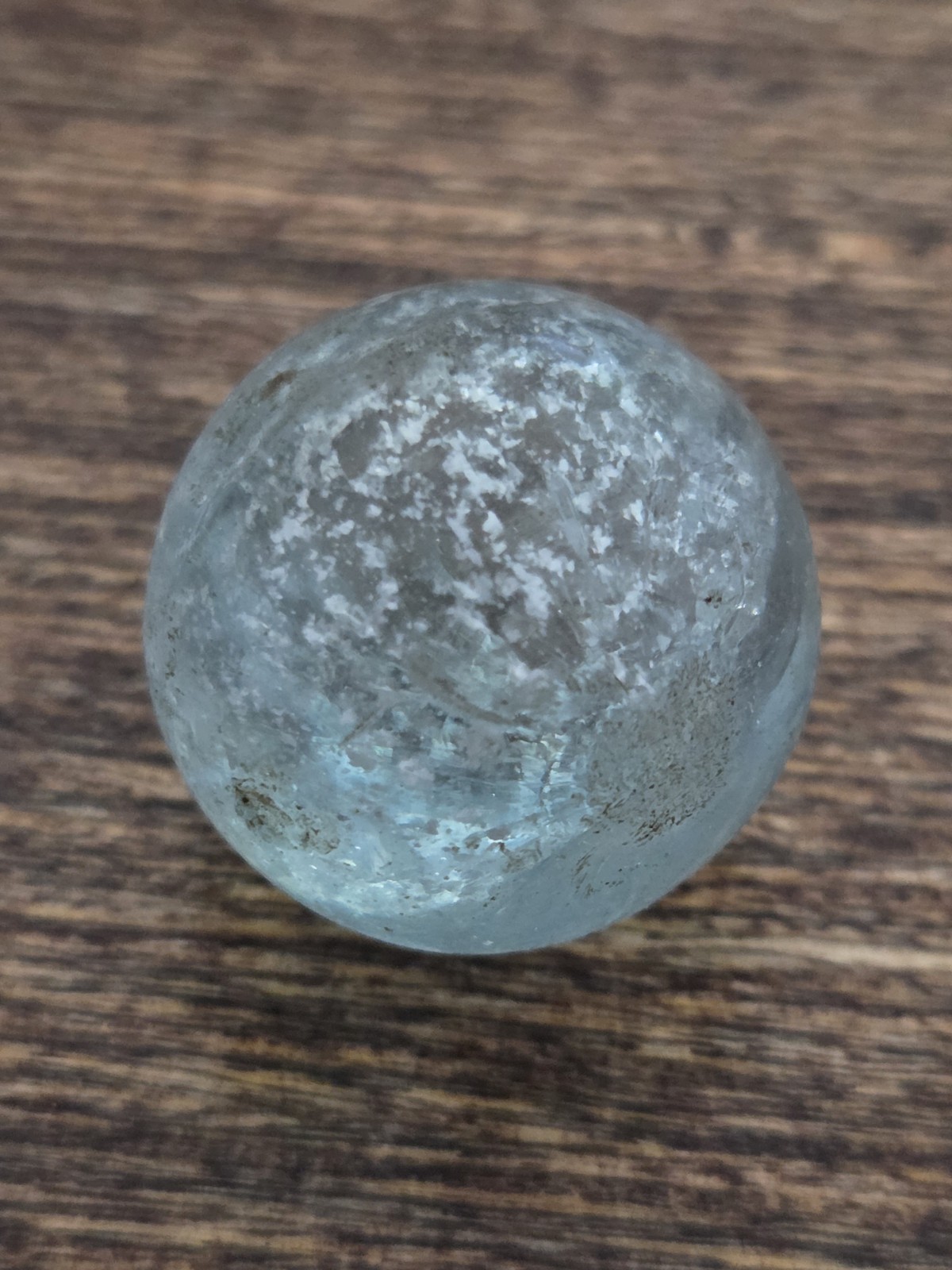 .91″ Vintage German Handmade Mica Marble Clear