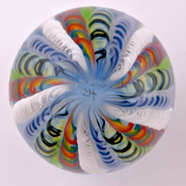JOSHUA JUSTICE 2024 FILIGRANA GLASS MARBLE WITH J BLUE STAND