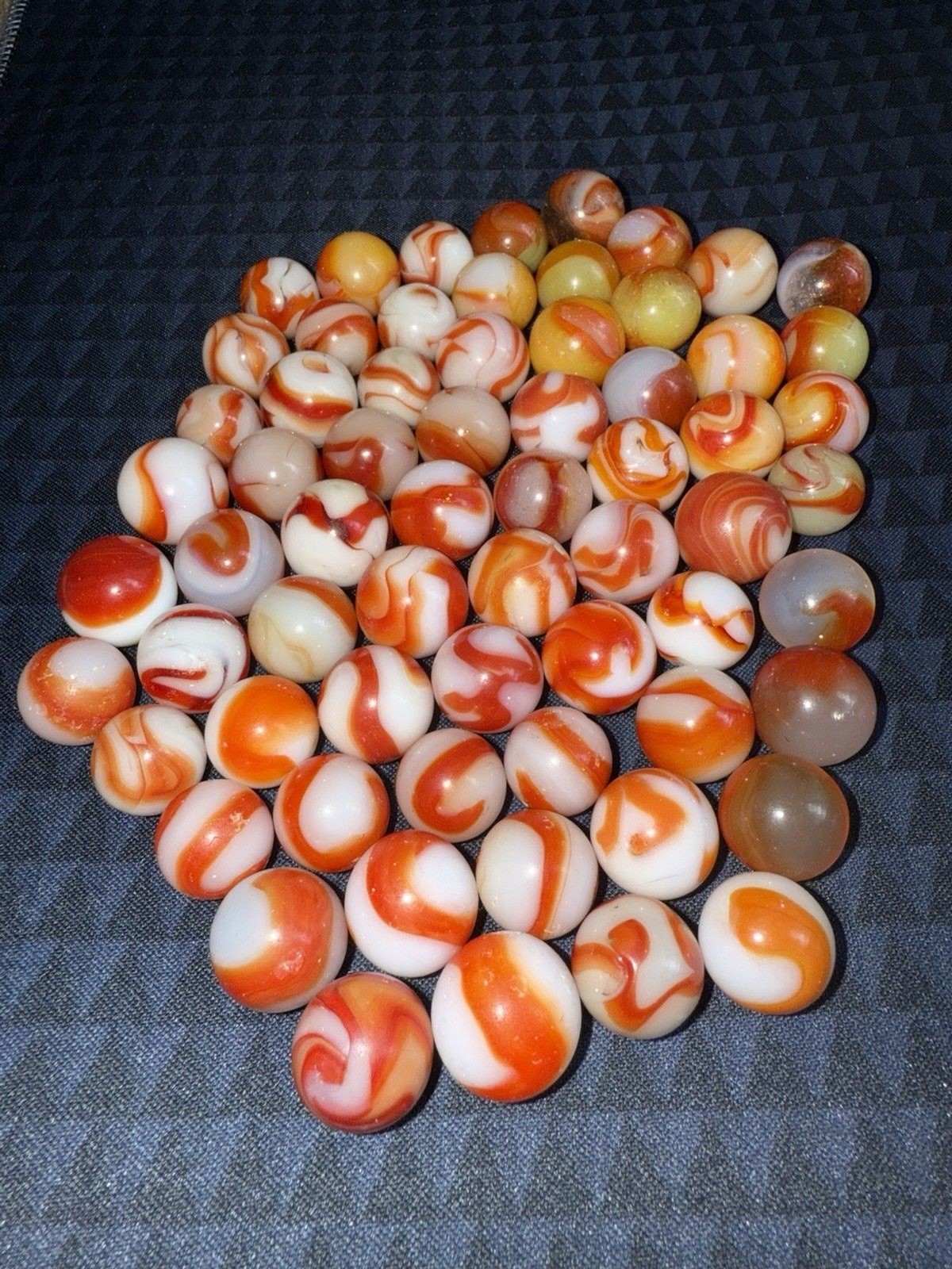 Huge VTG. Akro Agate, Peltier, Oxblood ?,Rainbow, Ravenswood,Glass Marble Of 64