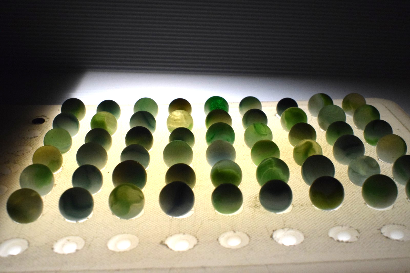 VITRO AGATE MARBLES ARKO 57PC MIXED LOT SHAMROCK GREEN AQUA BLUE COBALT LIME
