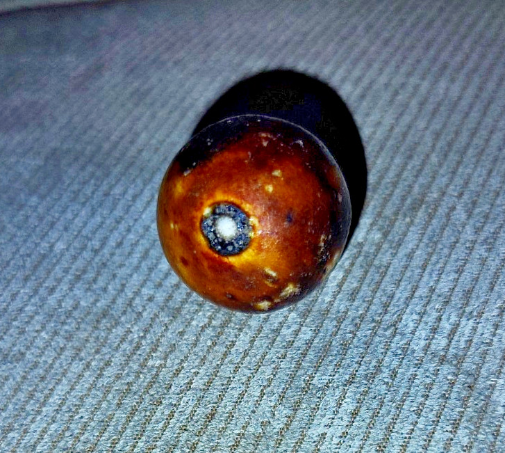 VINTAGE BENNINGTON POTTERY CLAY MARBLE 1″ SHOOTER ESTATE 1890s? BROWN