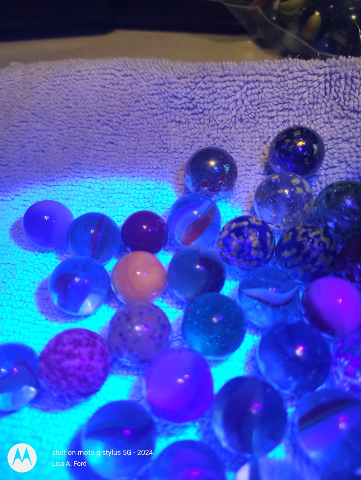 Vintage Marble Lot 39 Glass Marbles UV Reactive Confetti Swirls Shooters Estate