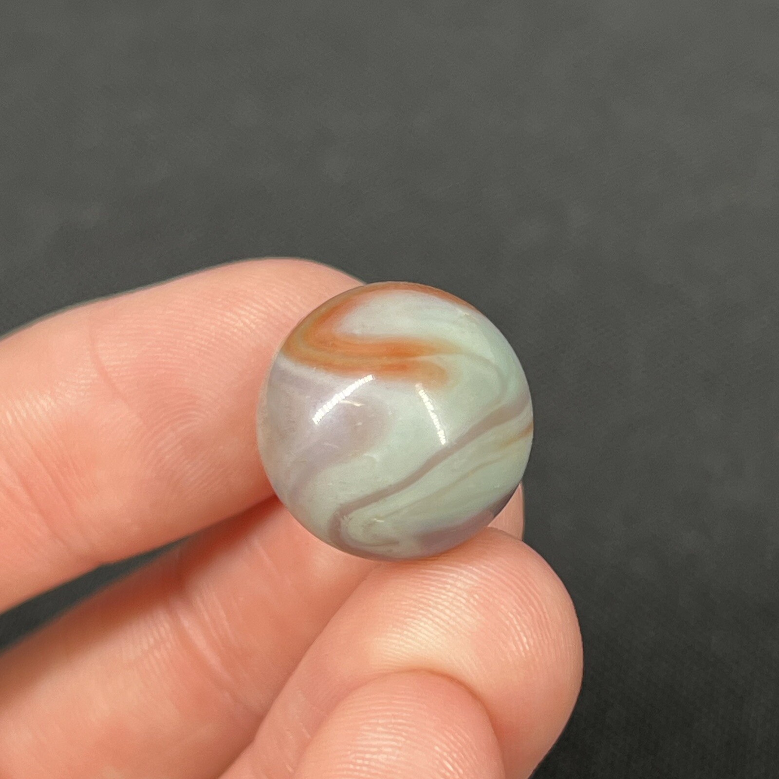 Vintage Agate Christensen Peltier Art Glass Swirl Marble .6” Muddy Green