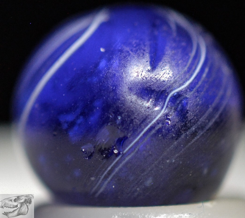 Handmade Peewee Indian Marble, Blue Maglite, 1/2 in, Near Mint+, Germany, S1113