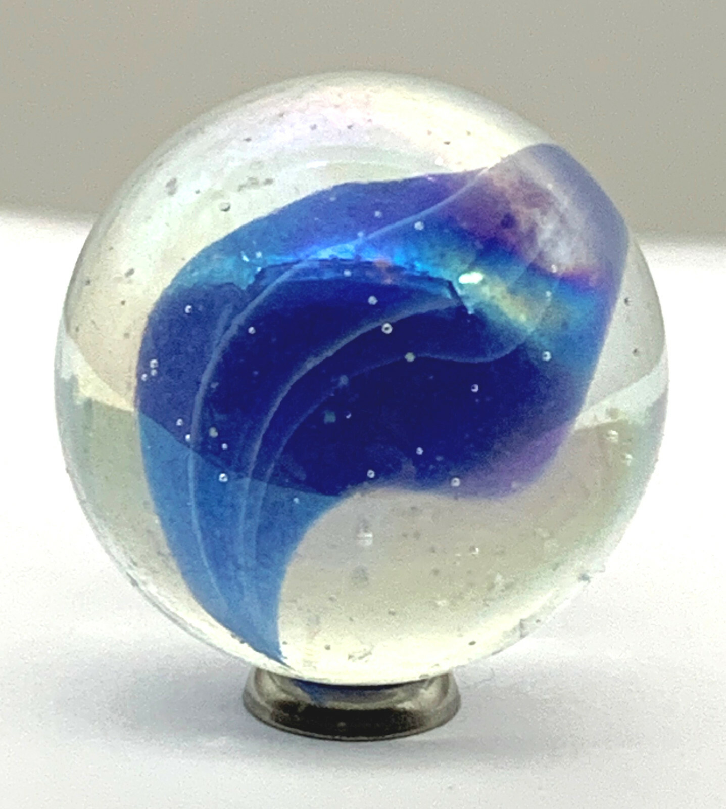 25mm Blue Snowflake Cat’s Eye Glass Marble Shooter VACOR 1997-2008 Cats Eye