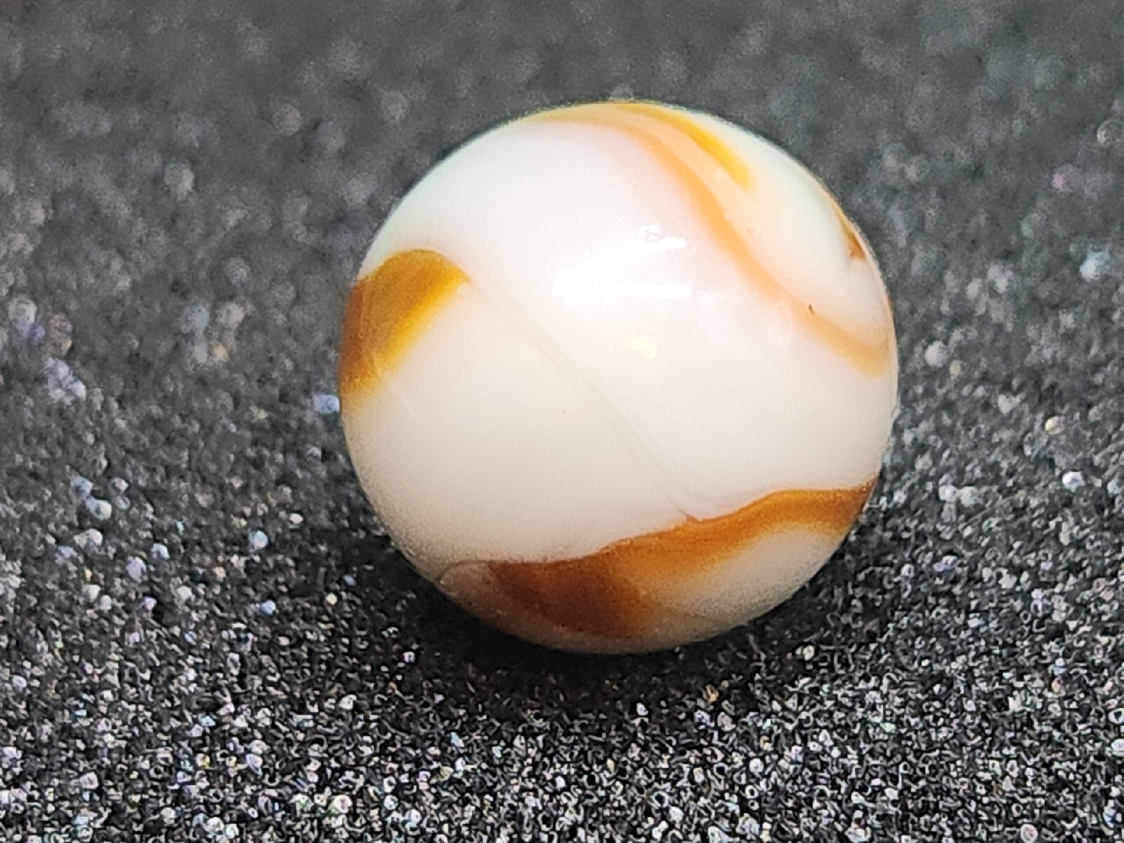 Vintage Art Glass Marble FACE Swirl Opaque White Brown Chocolate Transition Rare