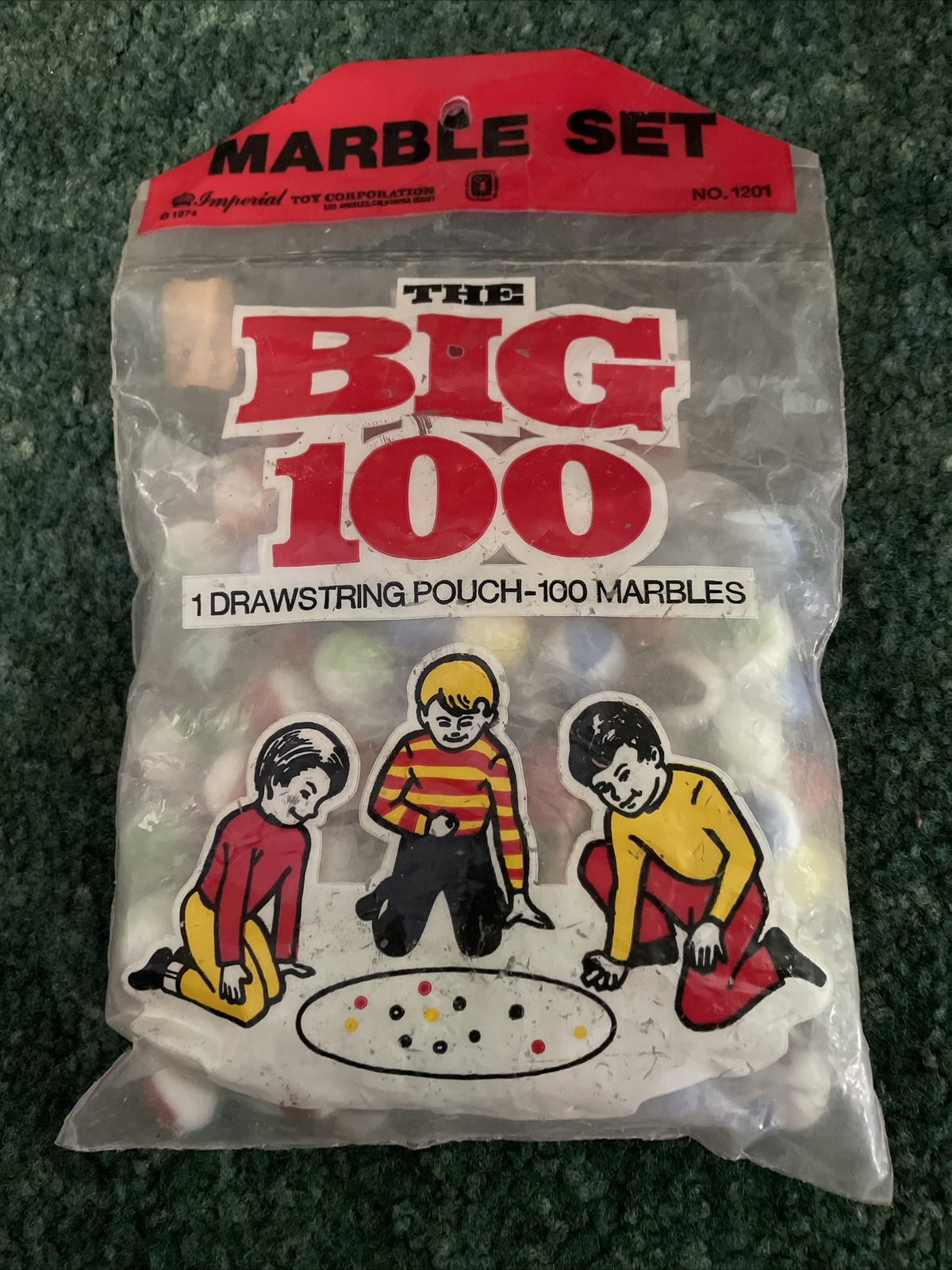 Vintage Marbles The Big 100 New In Sealed Bag No. 1201 Imperial Toys 1974