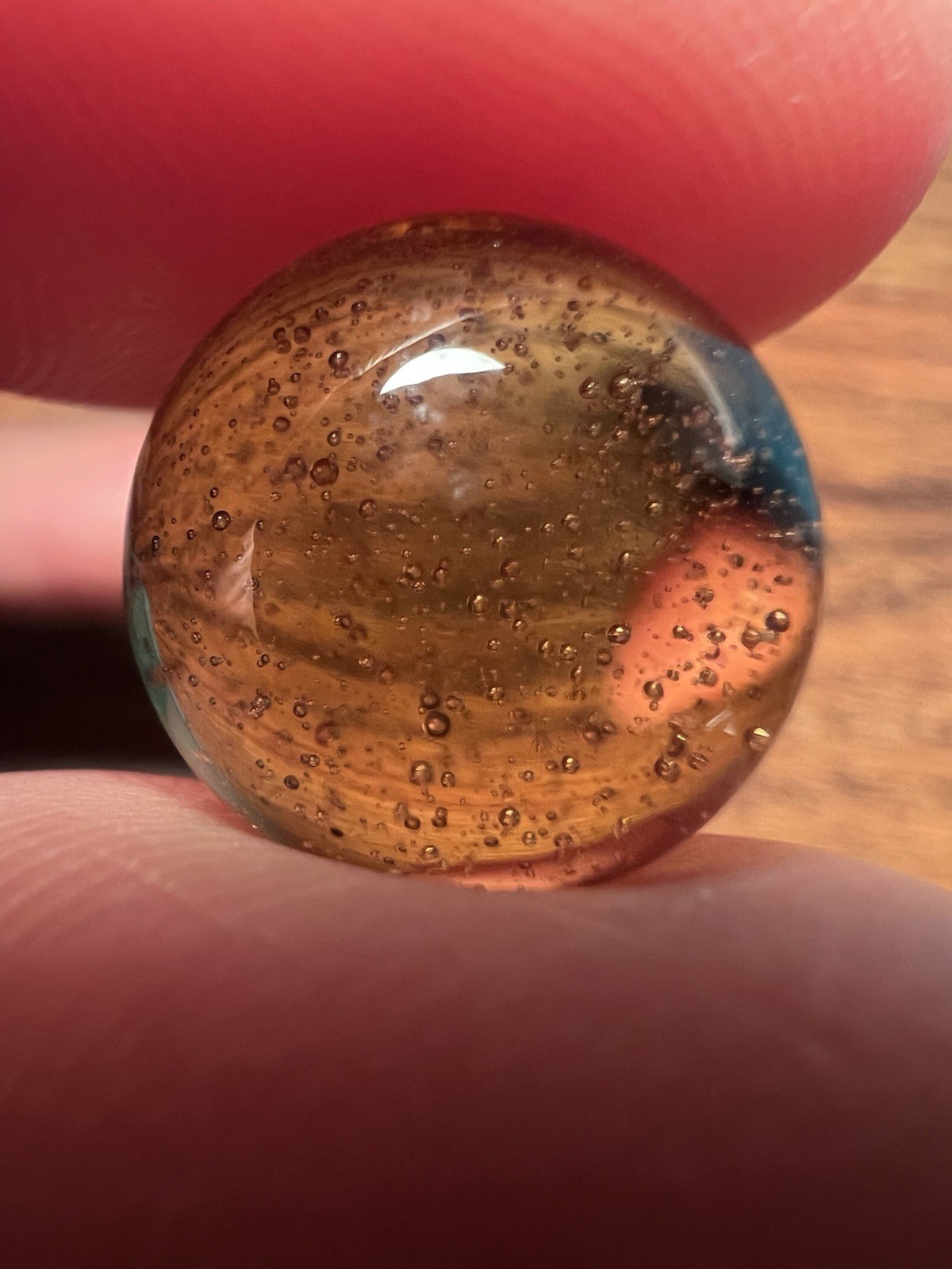 Vintage Amber Transparent Glass Marble 5/8″ Heavy Seeded Fizz Air Bubbles Target