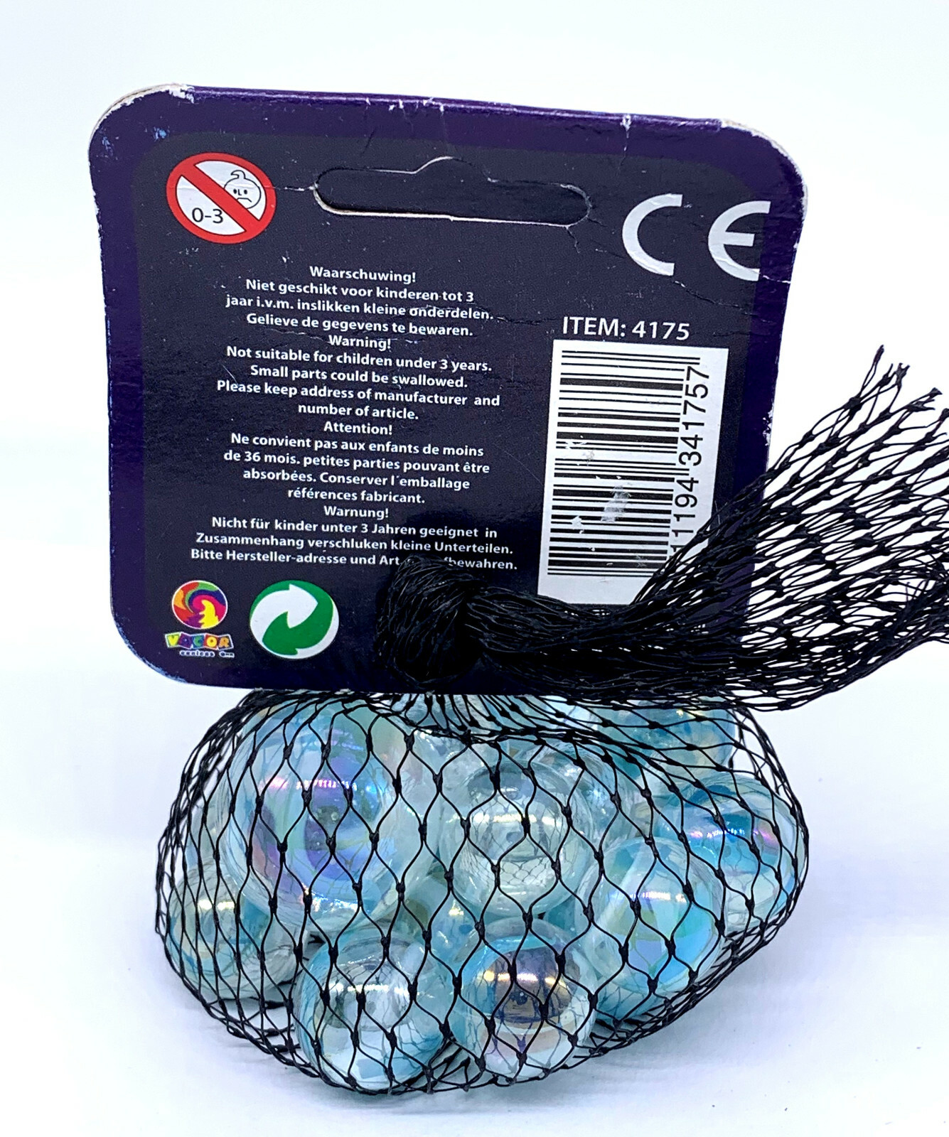Net Bag 21 Blue Clear Glass Marbles from Netherlands Vacor Don Juan Arctic in US