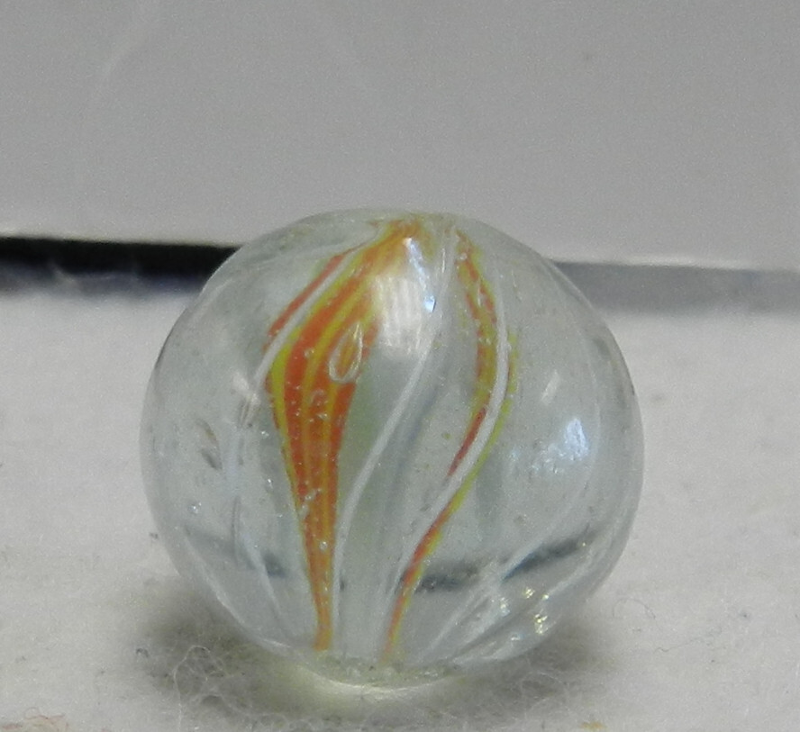 #17815m Small .56 Inches Vintage German Handmade Divided Ribbon Swirl Marble NM