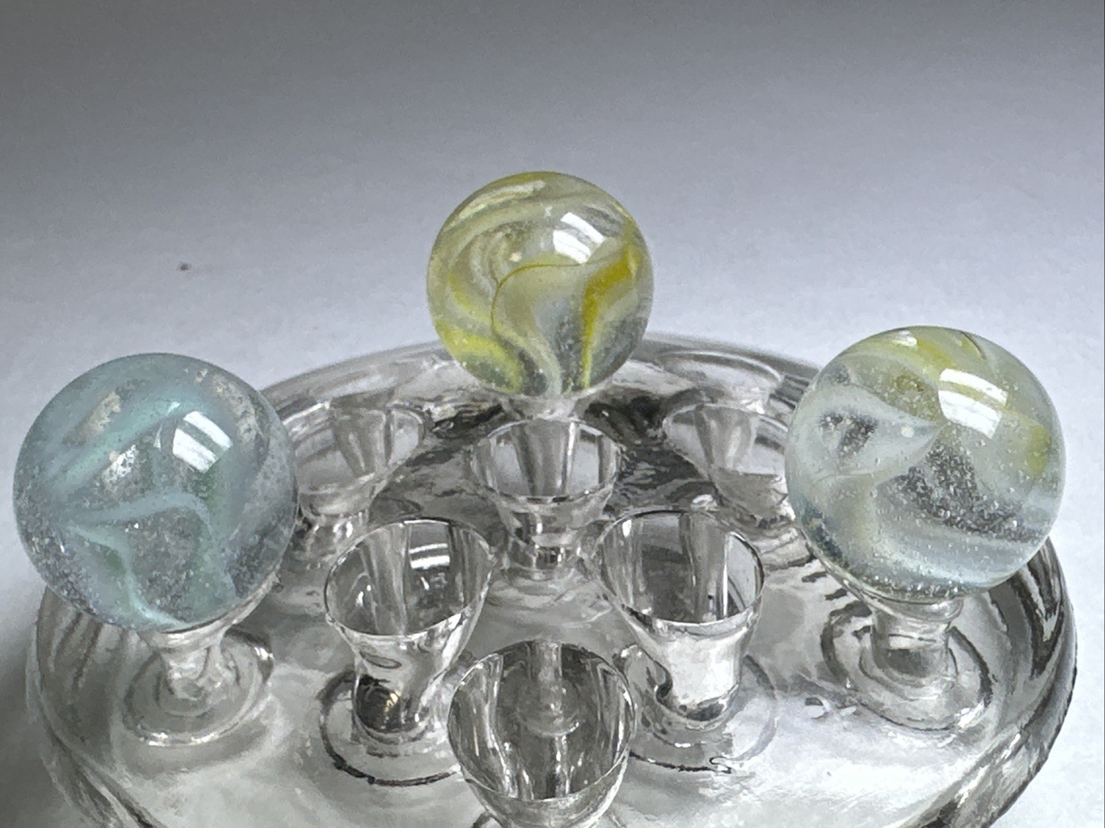 265 Awesome Lot Of 3 Vintage Vitro Agate Blended Cats Eye Shooters!