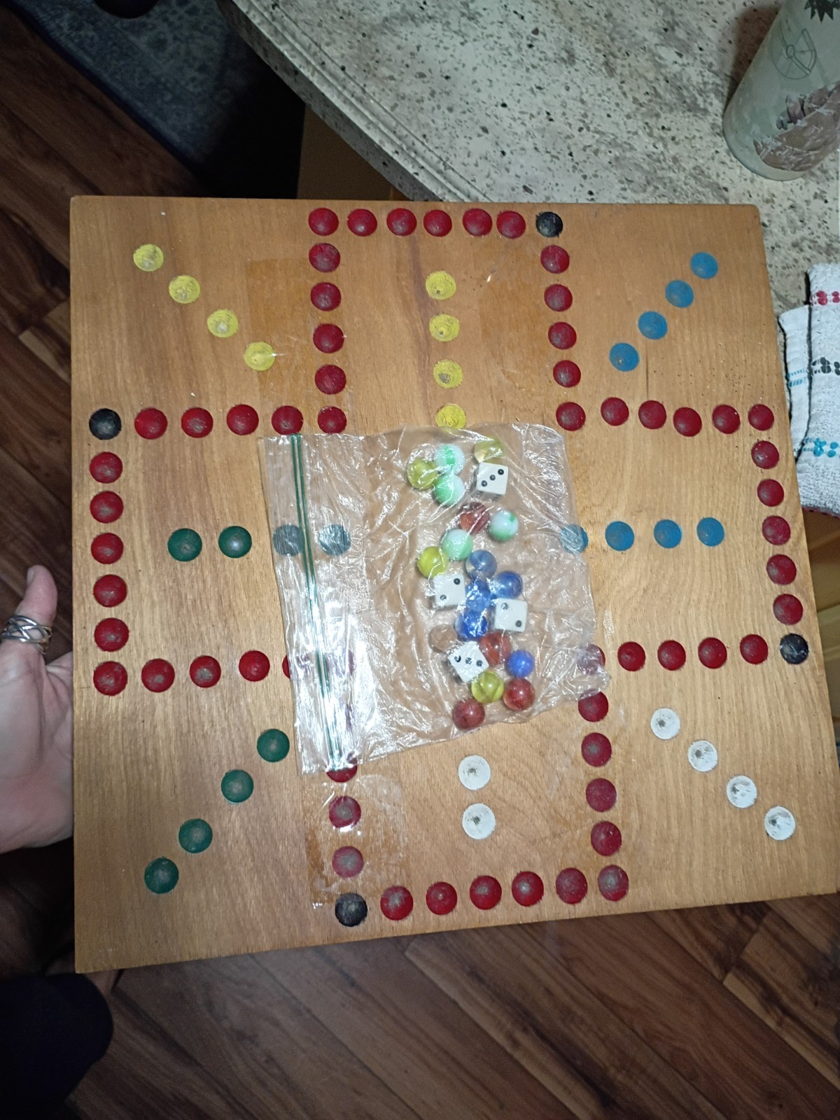 Wahoo Board Game Marble Sorry Aggravation 2 to 4 player. Hand made.