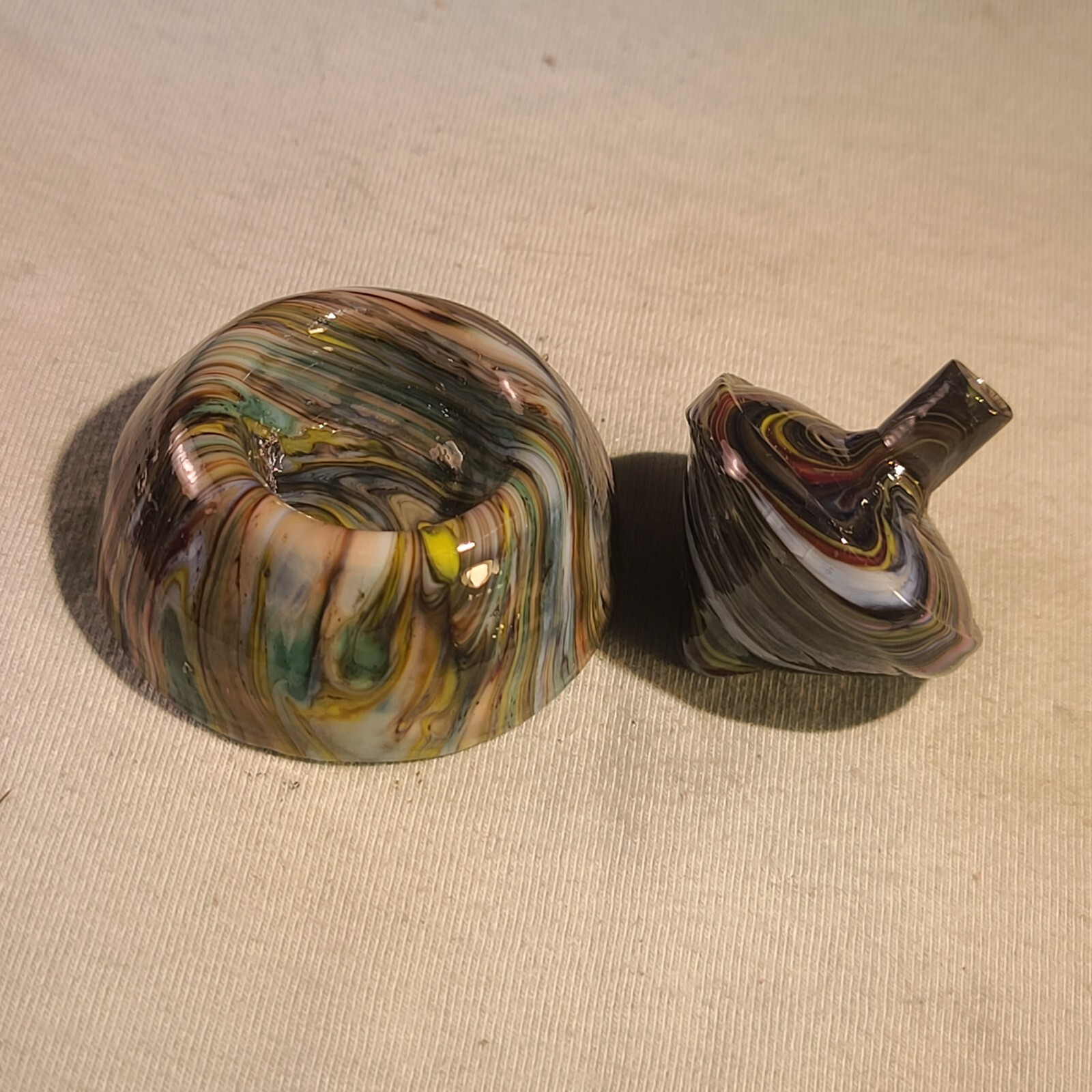 ANDY DAVIS, Glass Art Spinning Top & Base, Megans Run (?), #256O