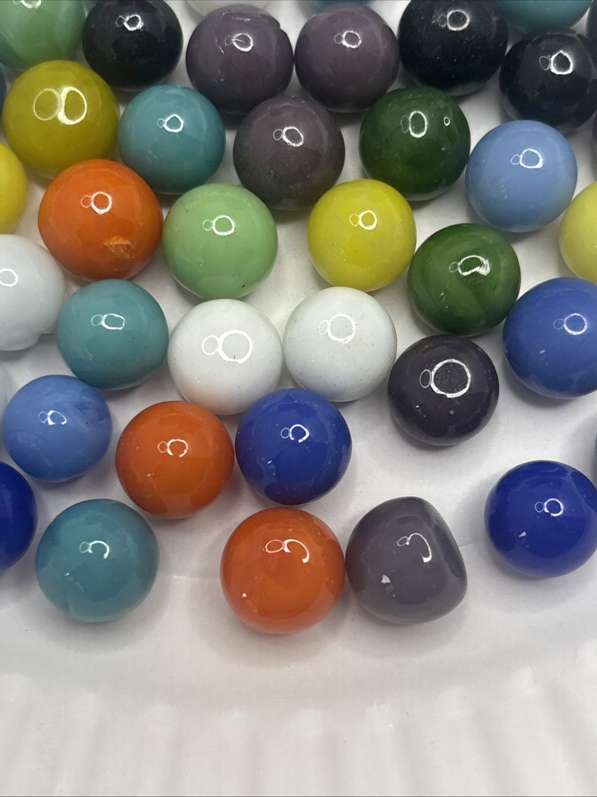 Vintage Bright Color Glass Marbles Lot of 50 Peewee Size DD Some Imperfections