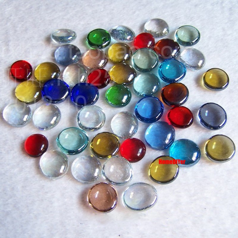 Colourful Flat Glass Marbles Beads Balls Vase Fillers Fish Tanks DIY Decoration