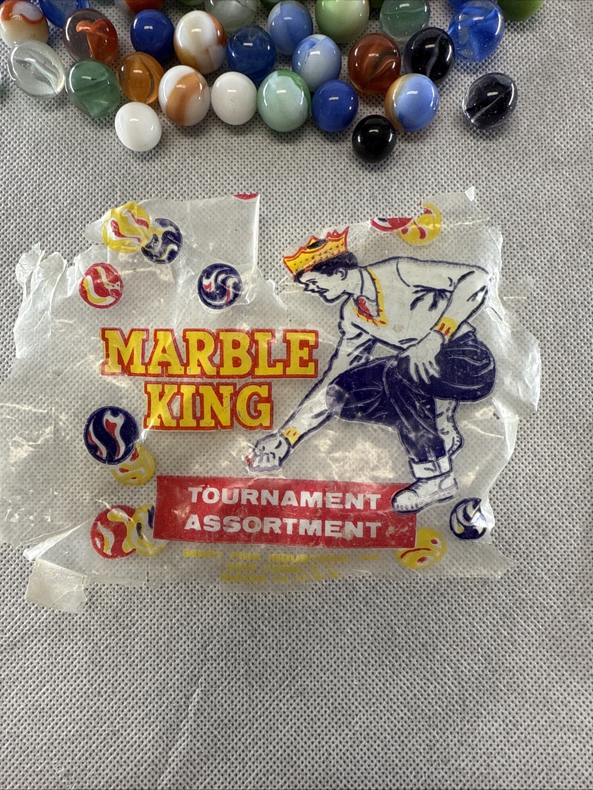 Vintage Marble King Glass American Made Tournament Assortment 106 Marbles