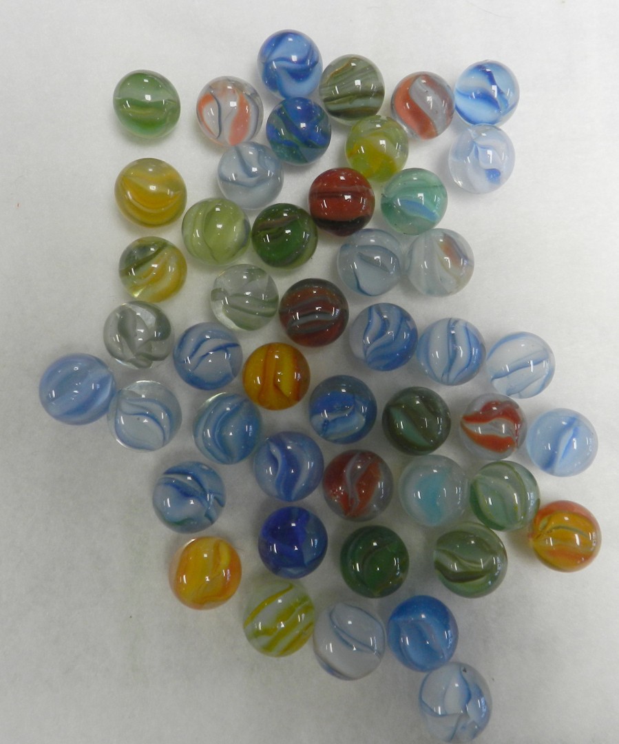 #20763m Vintage Group or Bulk Lot of 45 Hybrid Cat’s Eye Marbles