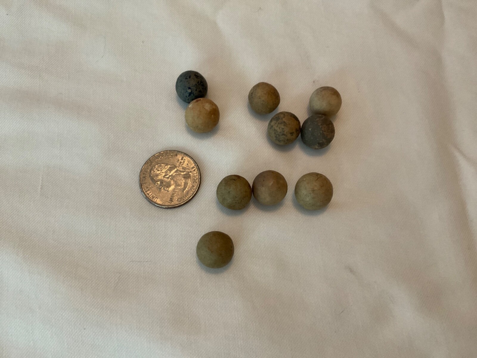 Antique 1800s Civil War era Clay Marbles Lot of 10. Sizes vary.