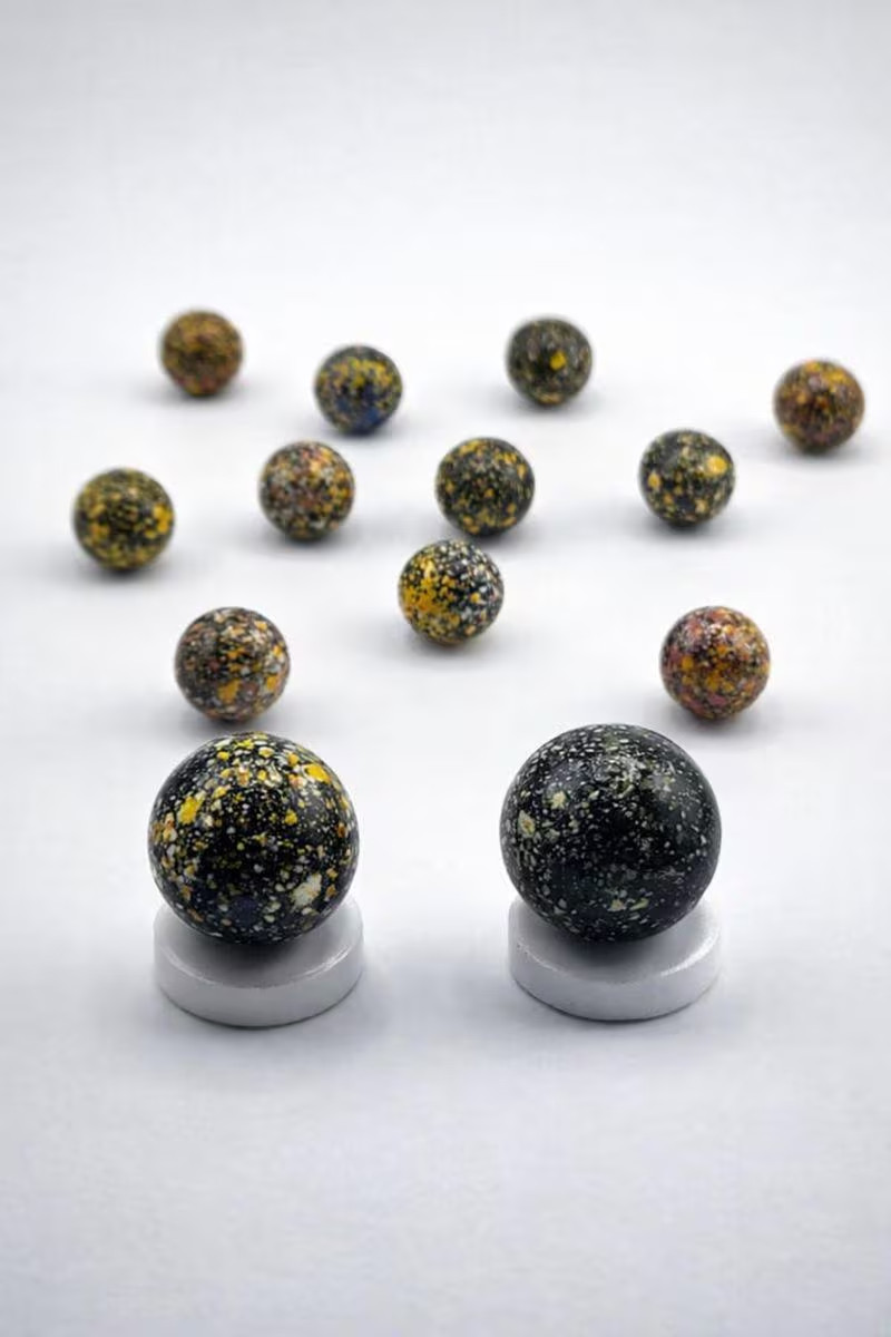 Galaxy Glass Marbles Set | 15 Marbles + 2 Shooter Marbles | Dark Cosmic Speckled