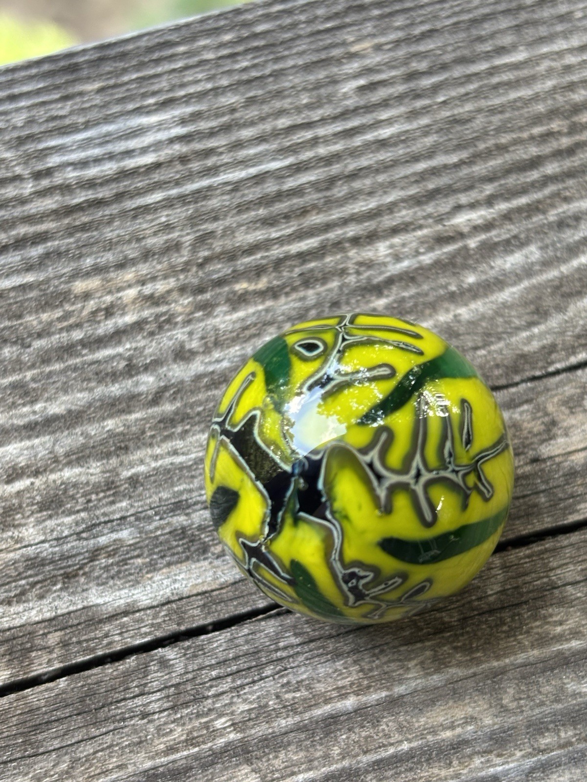 handmade art glass marble “Fabric Love” By Sara Sally LaGrand