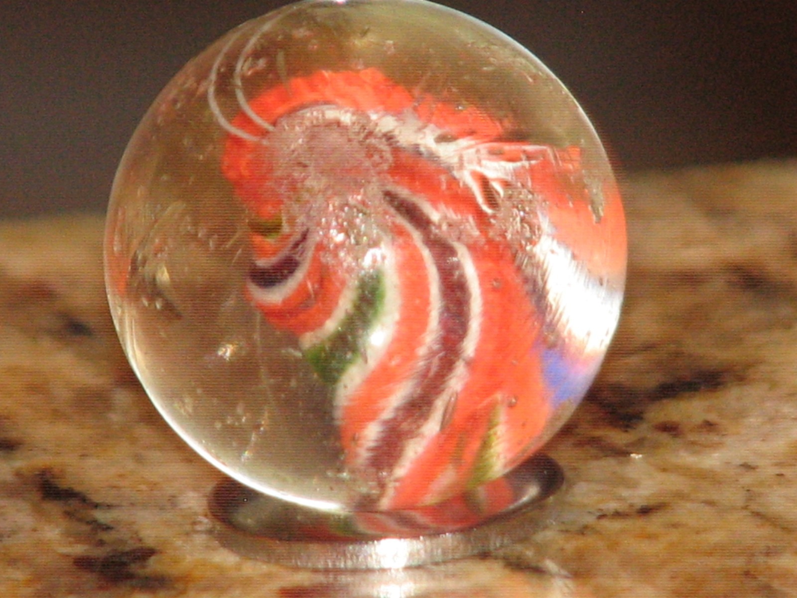 .902 inch dia. Antique German swirl marble