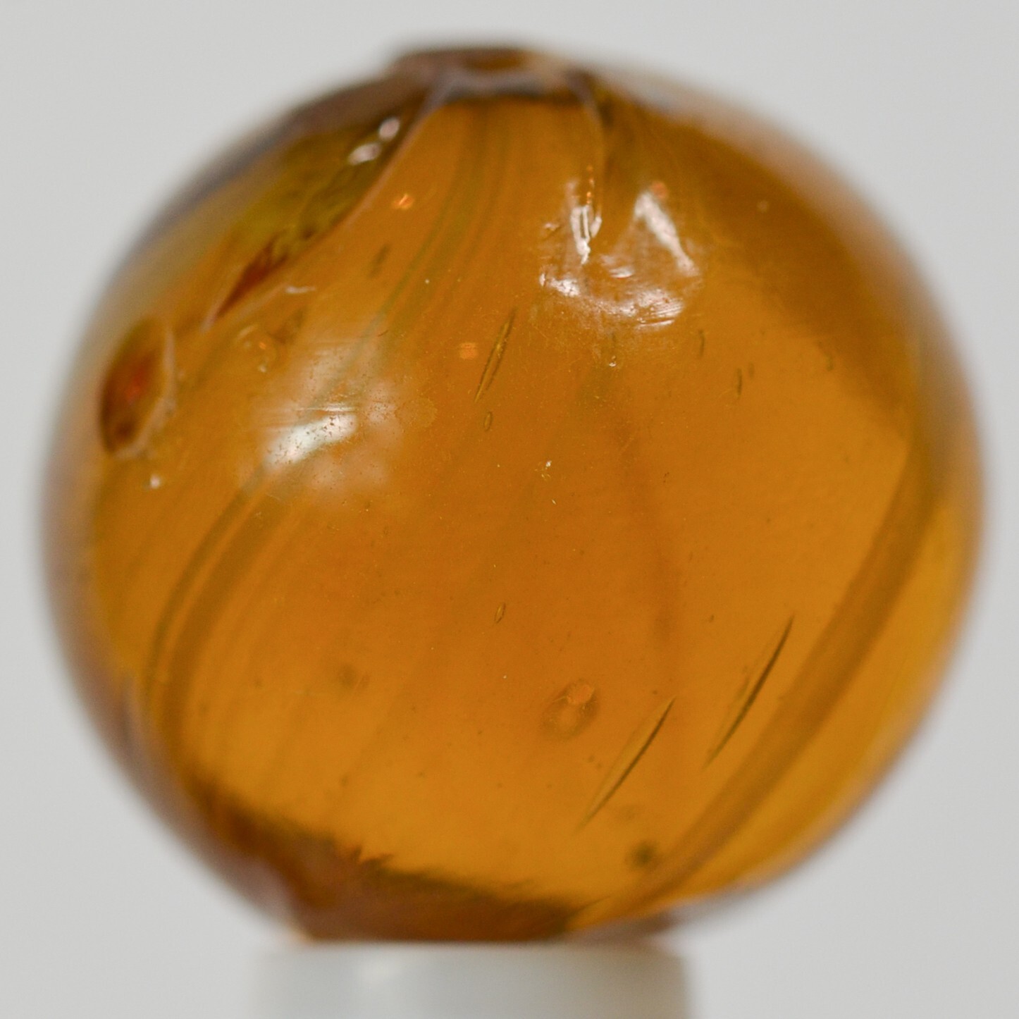 Handmade Gooseberry Marble, Amber Glass, 11/16 in, NM, Buffed, Germany, S1403
