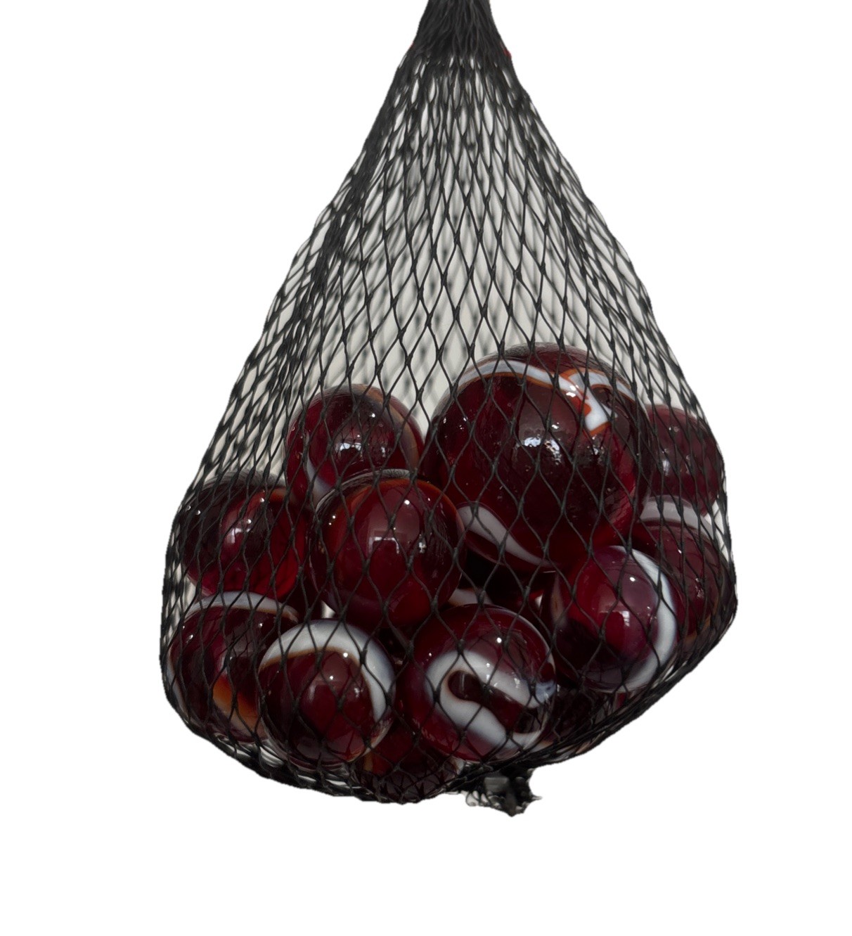 Net Bag 25 Rooster Glass Mega Marbles 24 Players & 1 Shooter Red White 2004-06