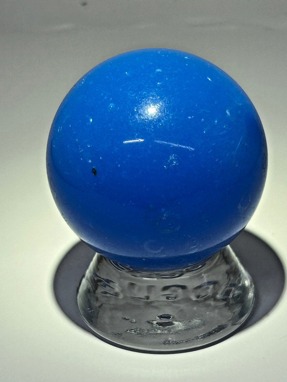 Vintage Christensen Agate Blue Opaque Melon Ball Marble 1-51/64″ NM E3.16