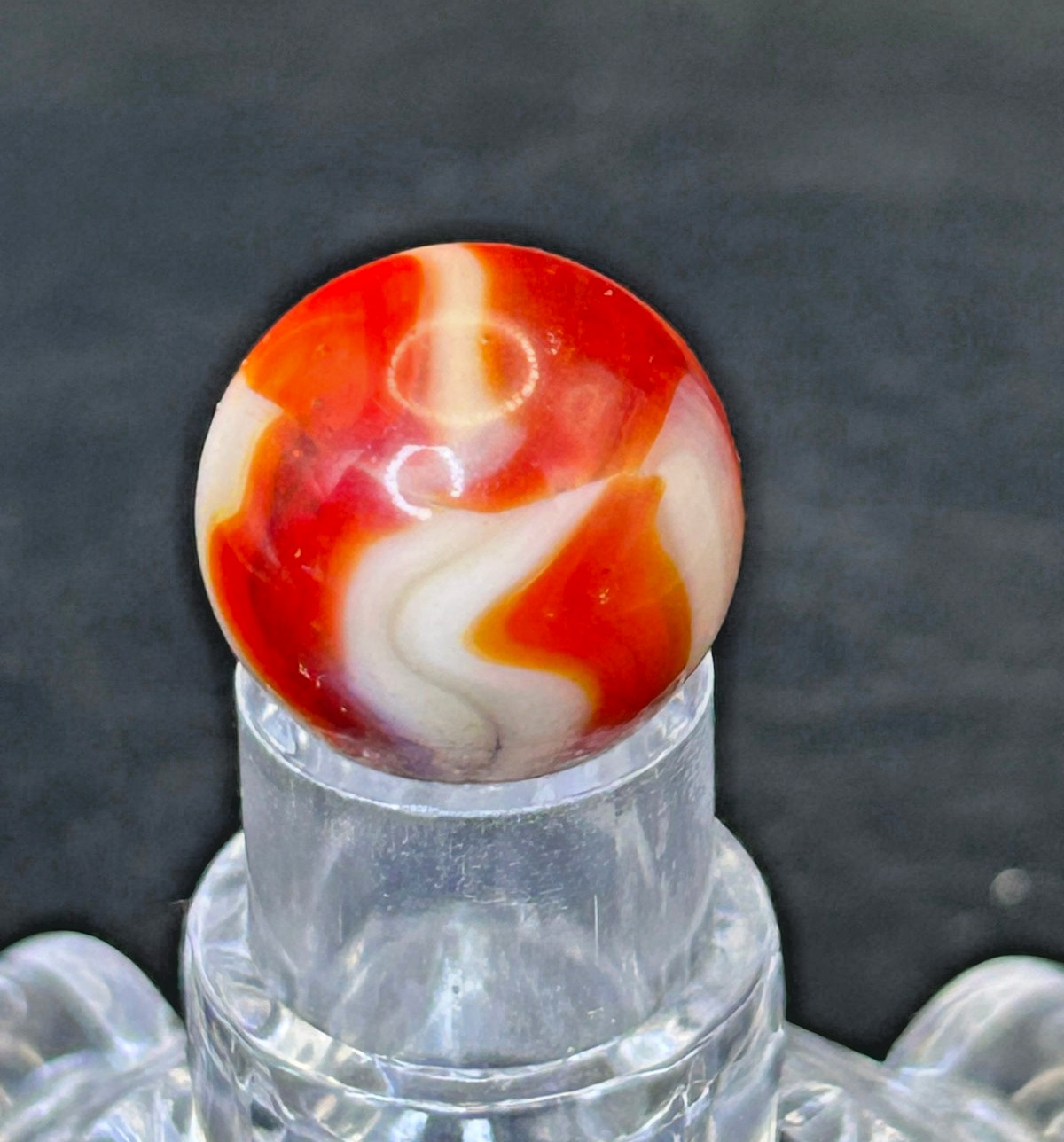 Vintage Peltier NLR Bloodie Rainbo Marble, Red/Orange, .66″, Near Mint+, P21