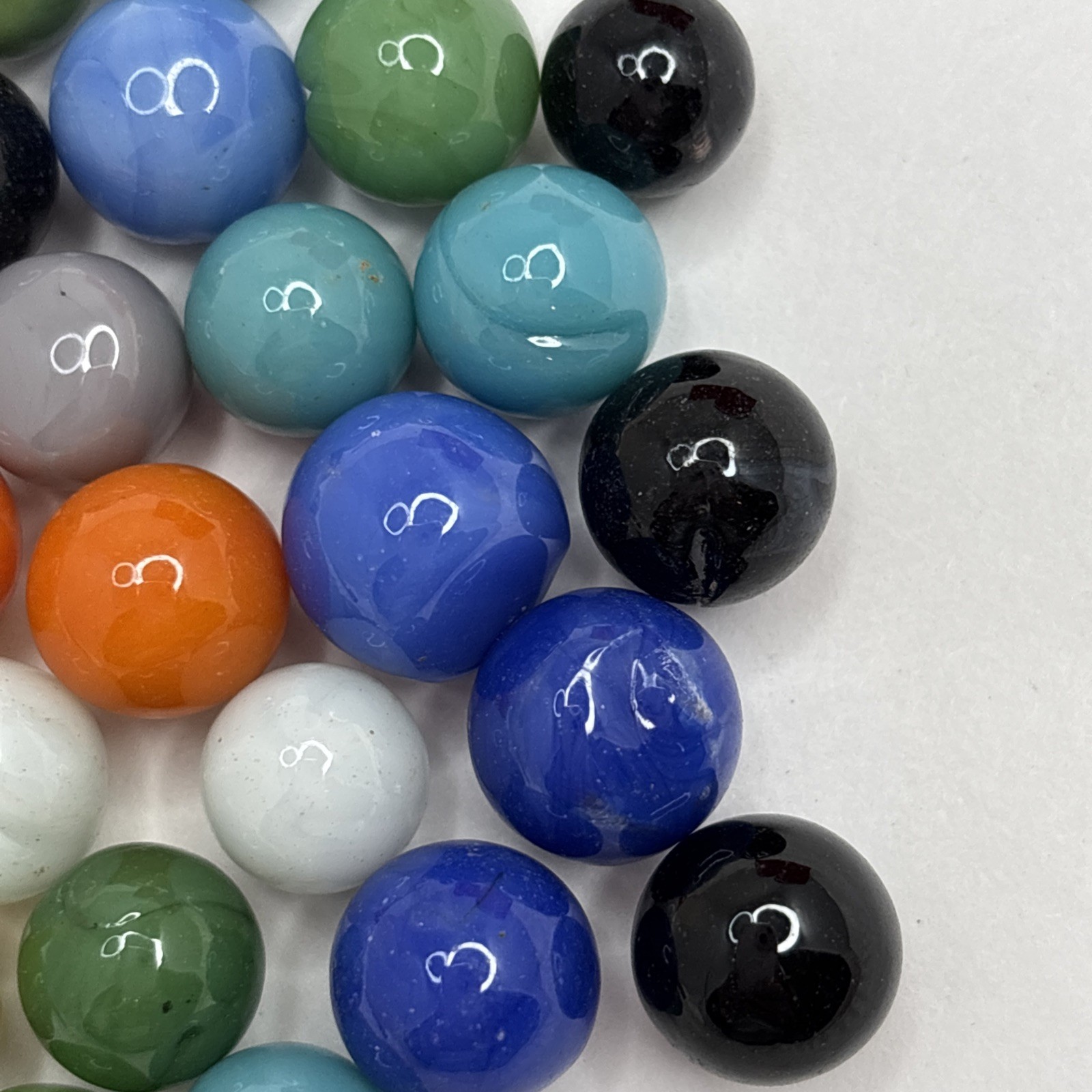 Vintage Bright Color Glass Marbles Lot of 25 Peewee Size T