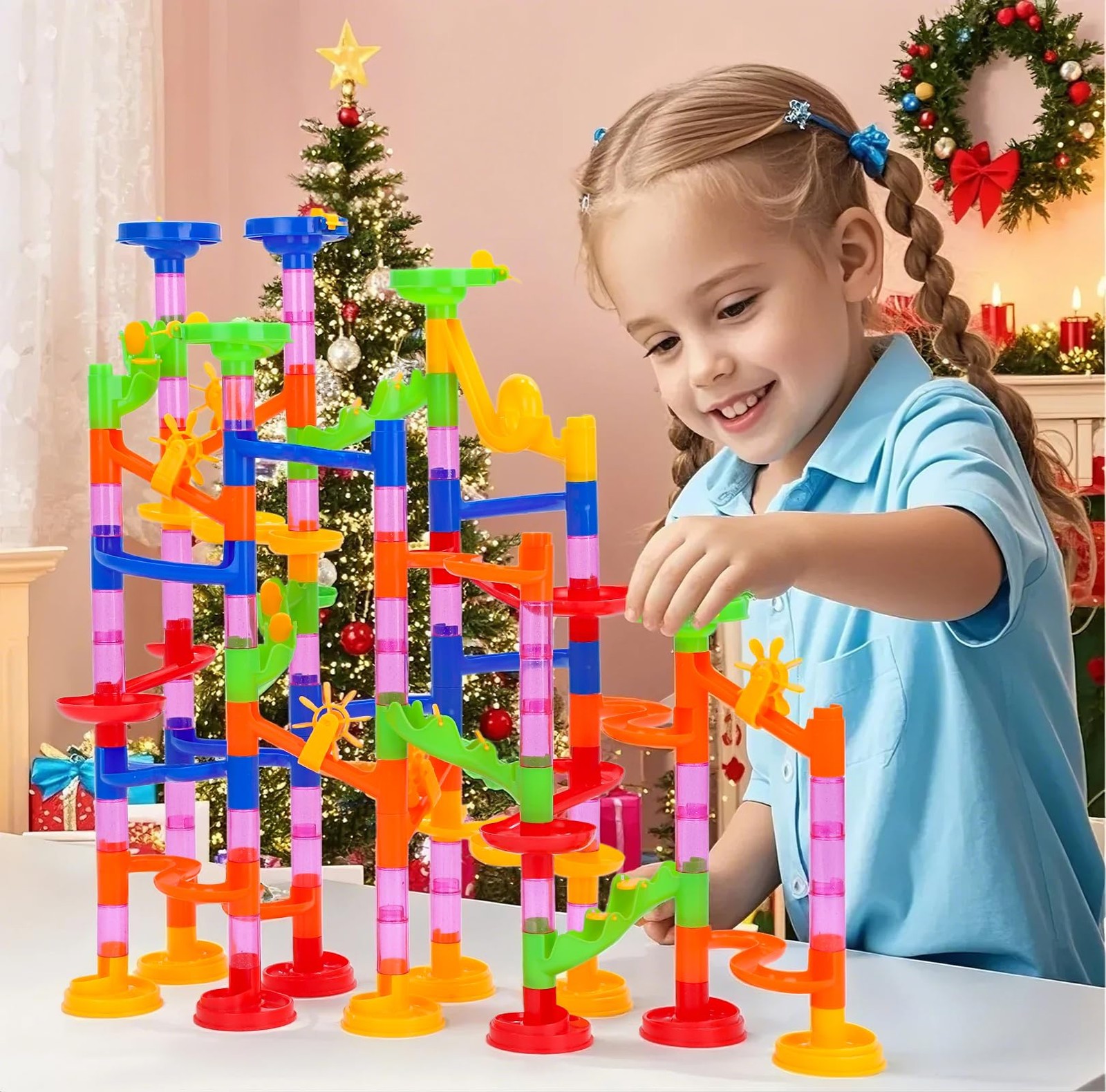 Gifts2U Marble Run Toy, 130Pcs 18.11 x 17.32 x inches, 130pcs