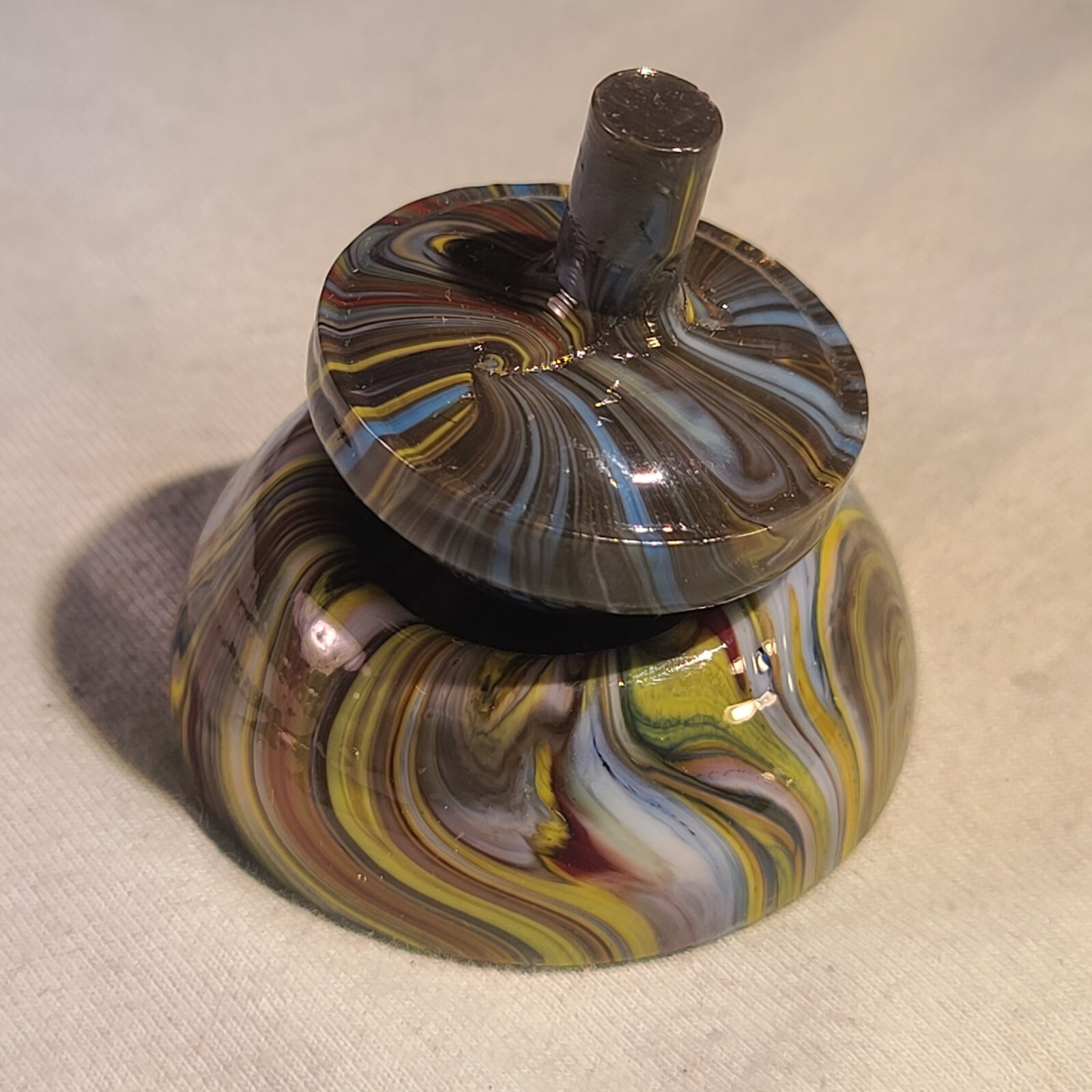 ANDY DAVIS, Glass Art Spinning Top & Base, Megans Run (?), #256G