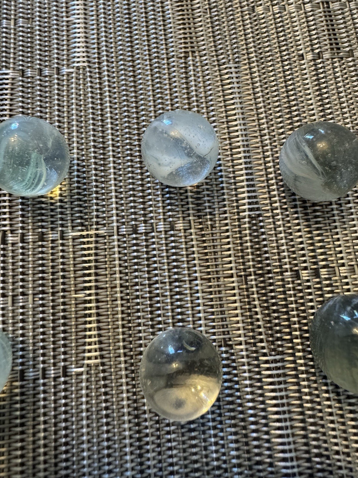 Original Antique Vintage Old Marbles Clear With White Lot Of 11 14.4 MM